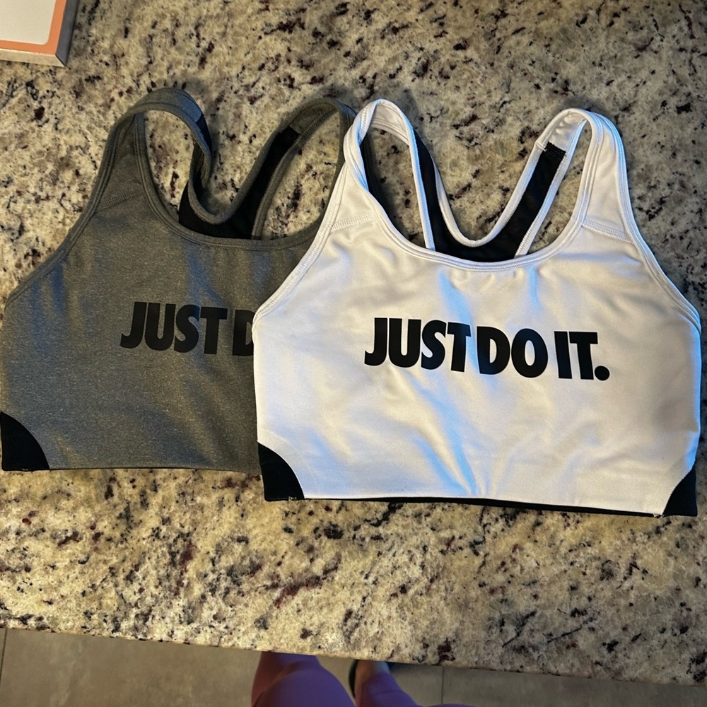 Nike Gray and White Sports Bras